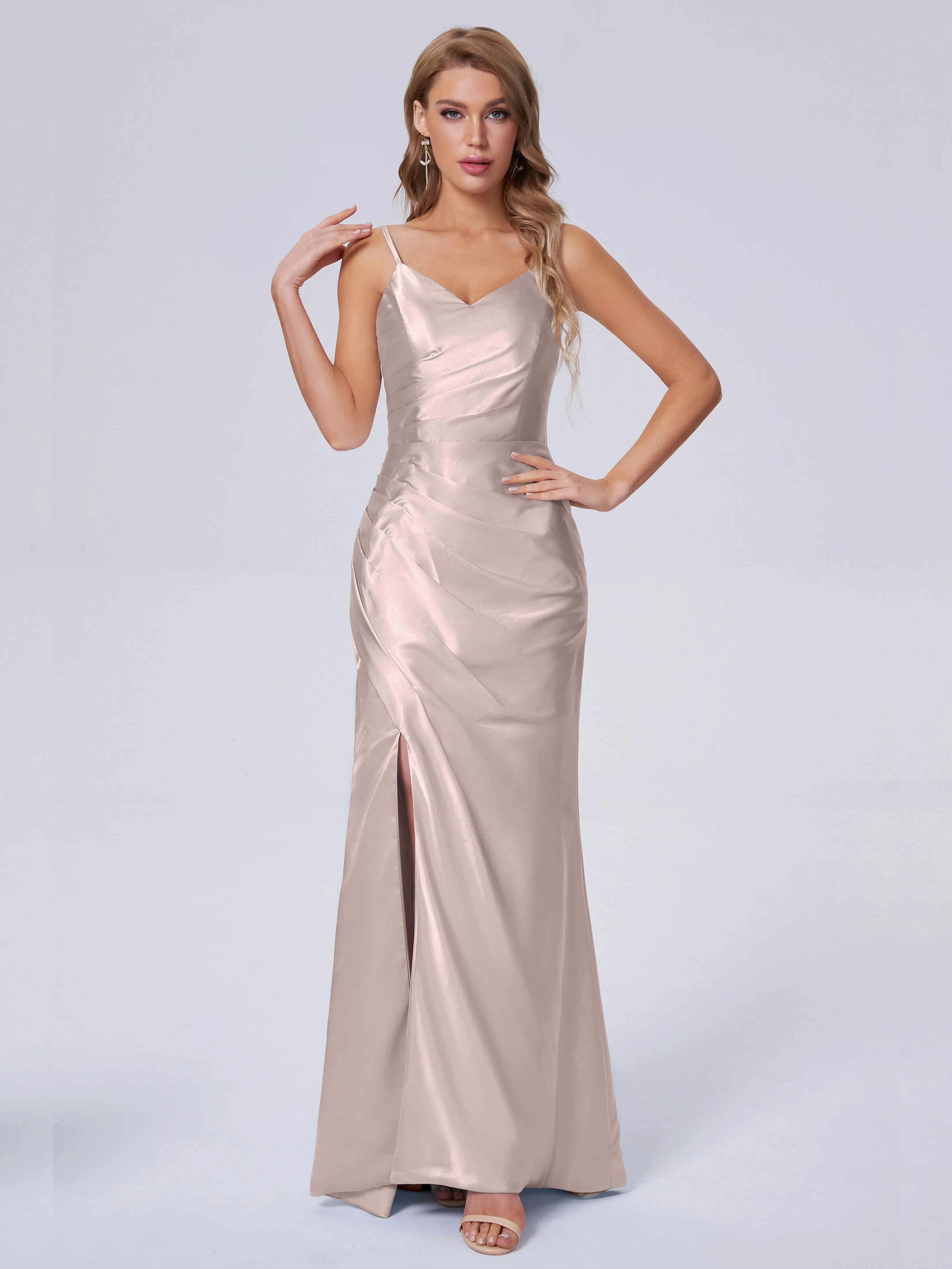 Makayla Hot Split Soft Satin Bridesmaid Dresses