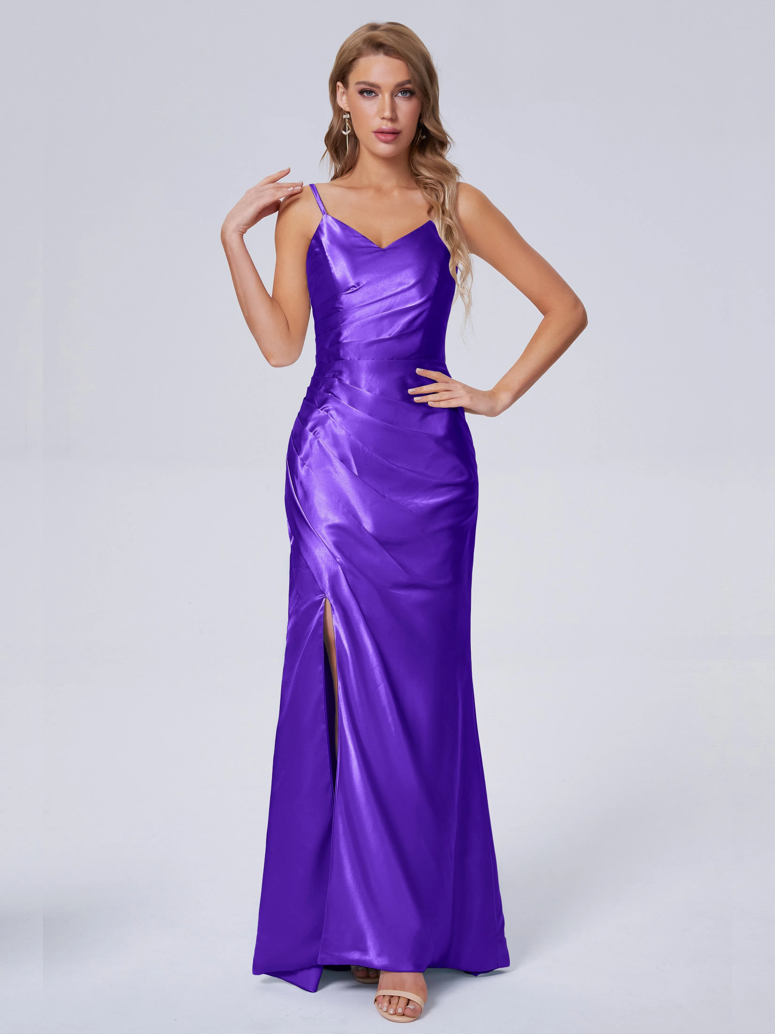 Makayla Hot Split Soft Satin Bridesmaid Dresses