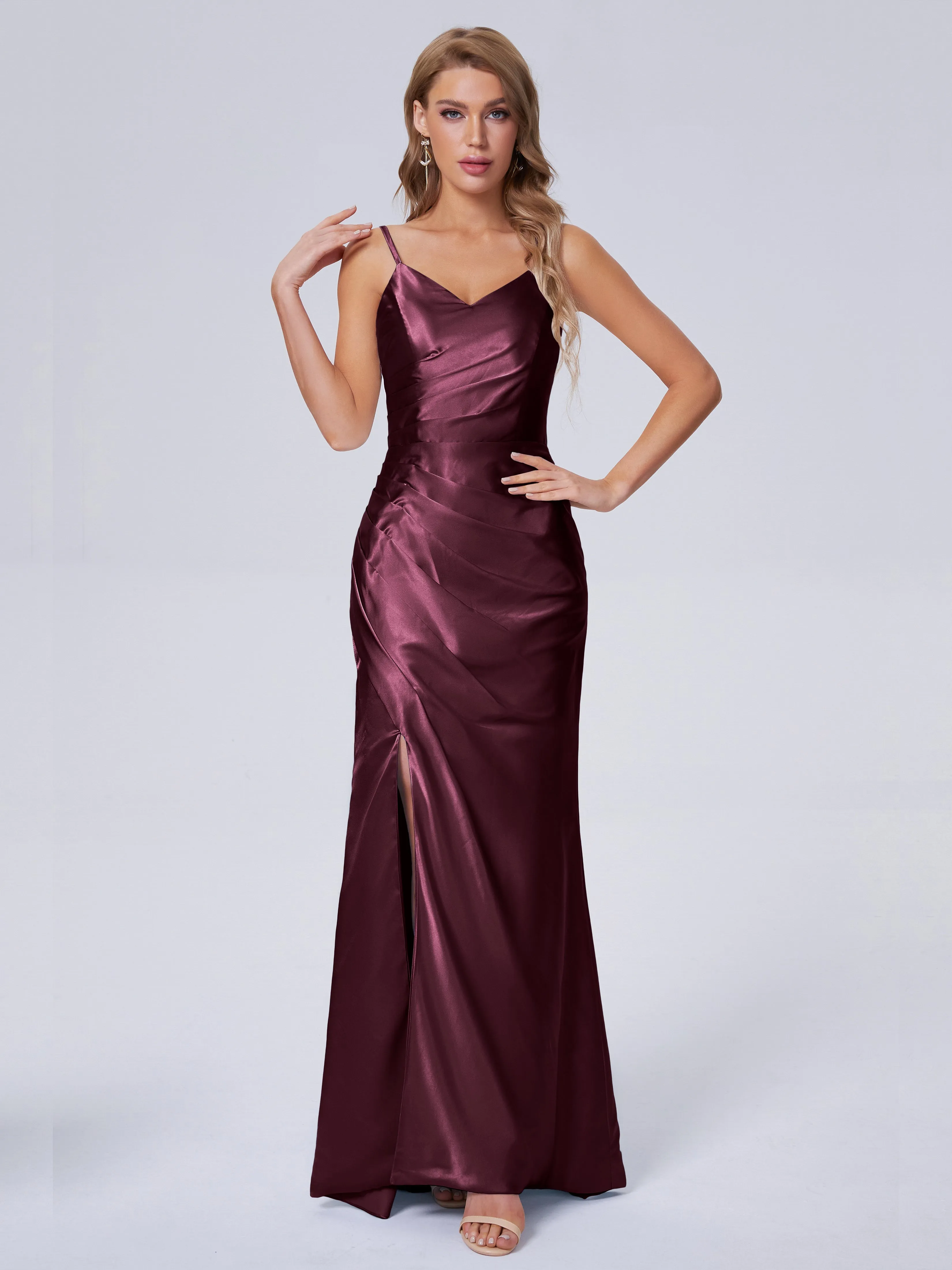 Makayla Hot Split Soft Satin Bridesmaid Dresses