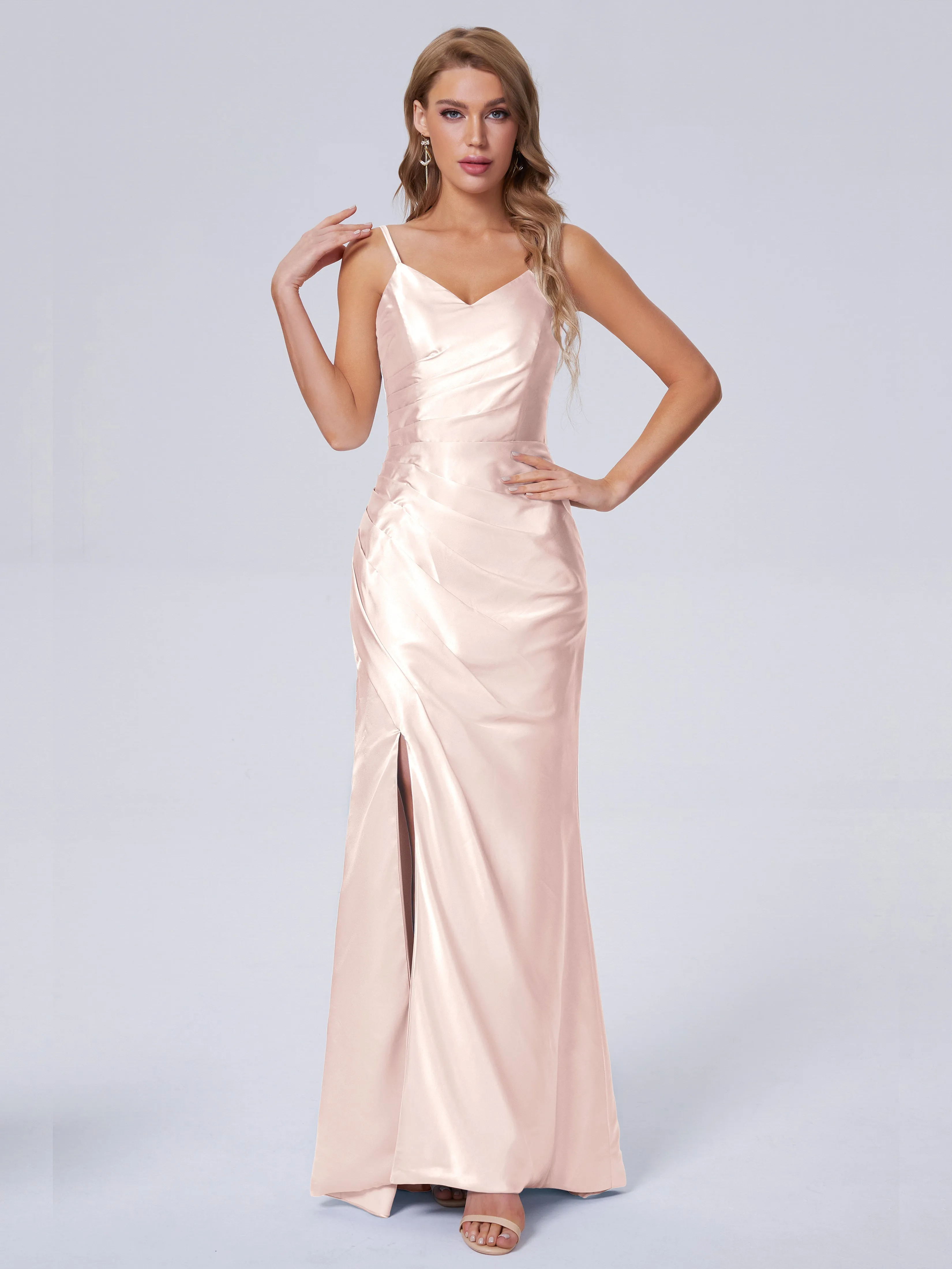 Makayla Hot Split Soft Satin Bridesmaid Dresses