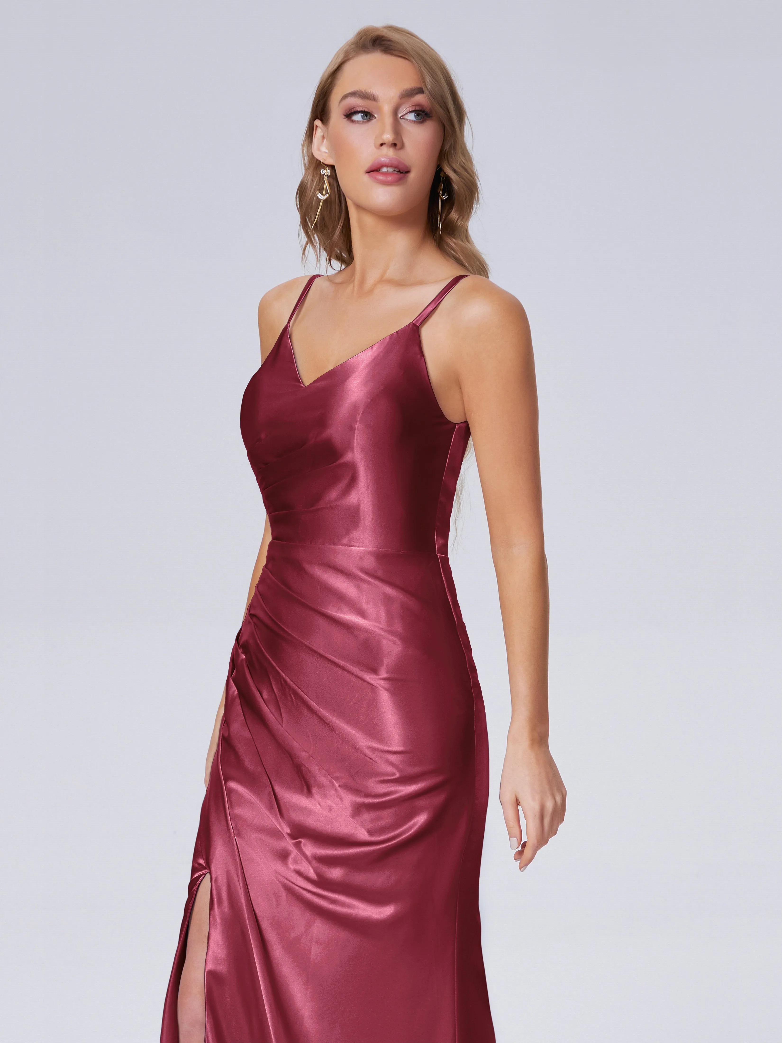 Makayla Hot Split Soft Satin Bridesmaid Dresses