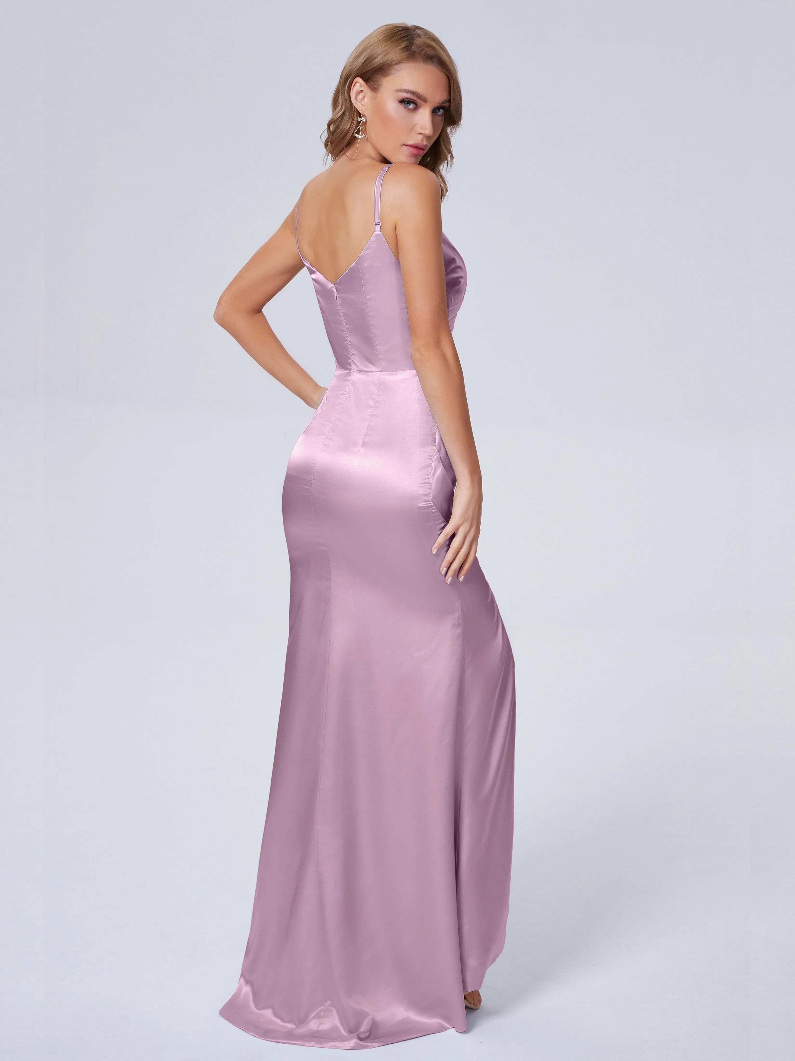 Makayla Hot Split Soft Satin Bridesmaid Dresses