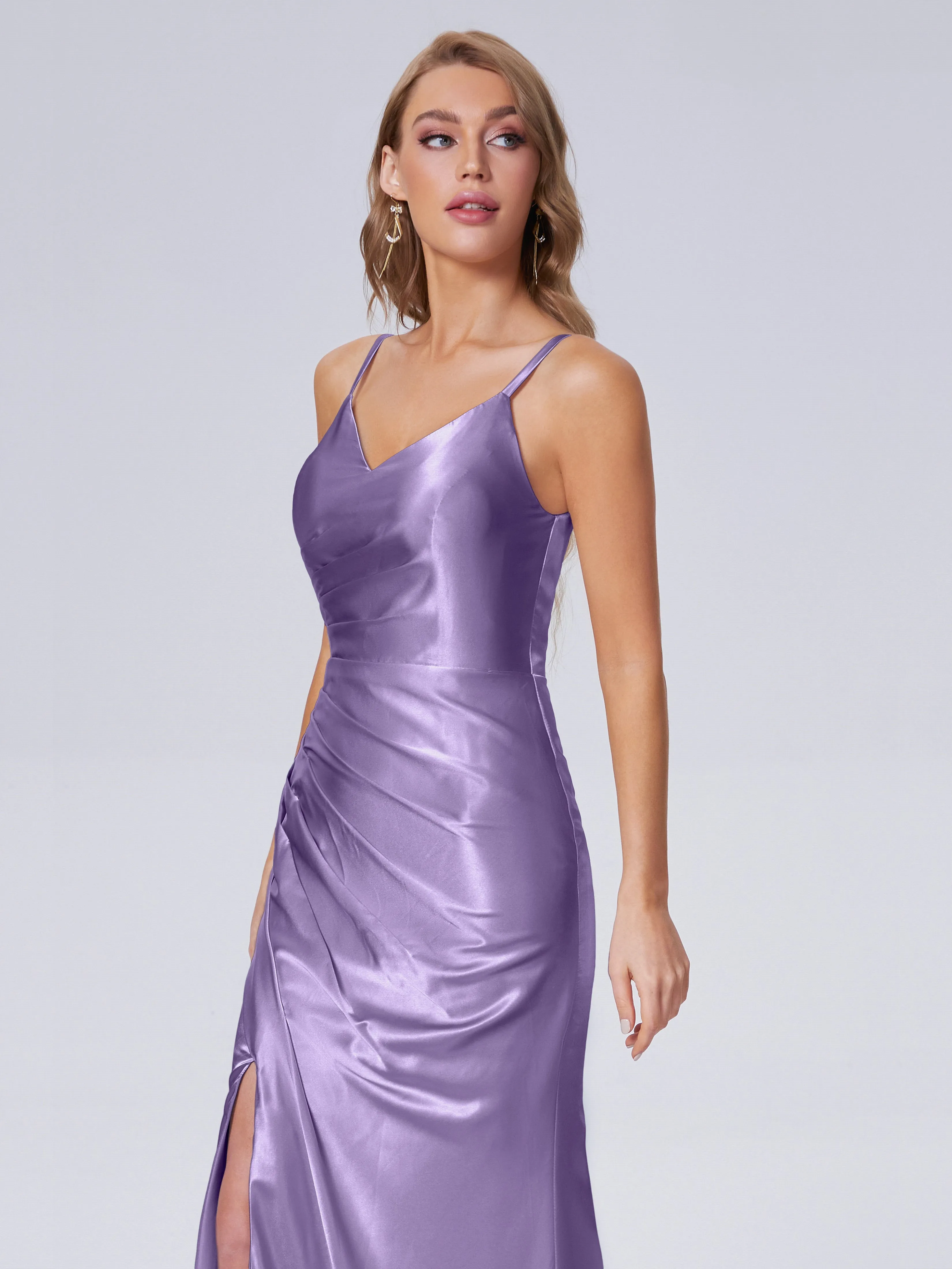 Makayla Hot Split Soft Satin Bridesmaid Dresses