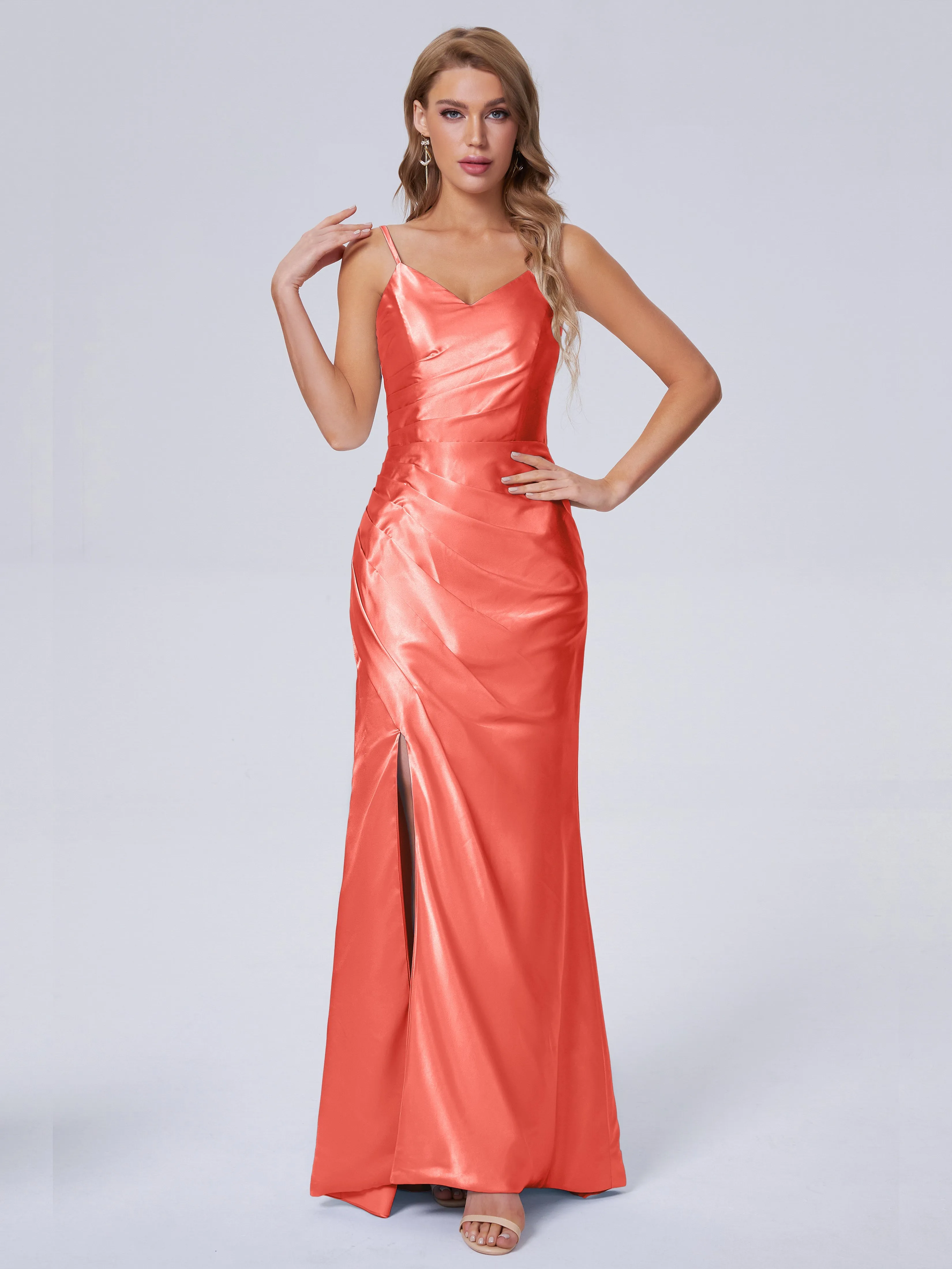 Makayla Hot Split Soft Satin Bridesmaid Dresses