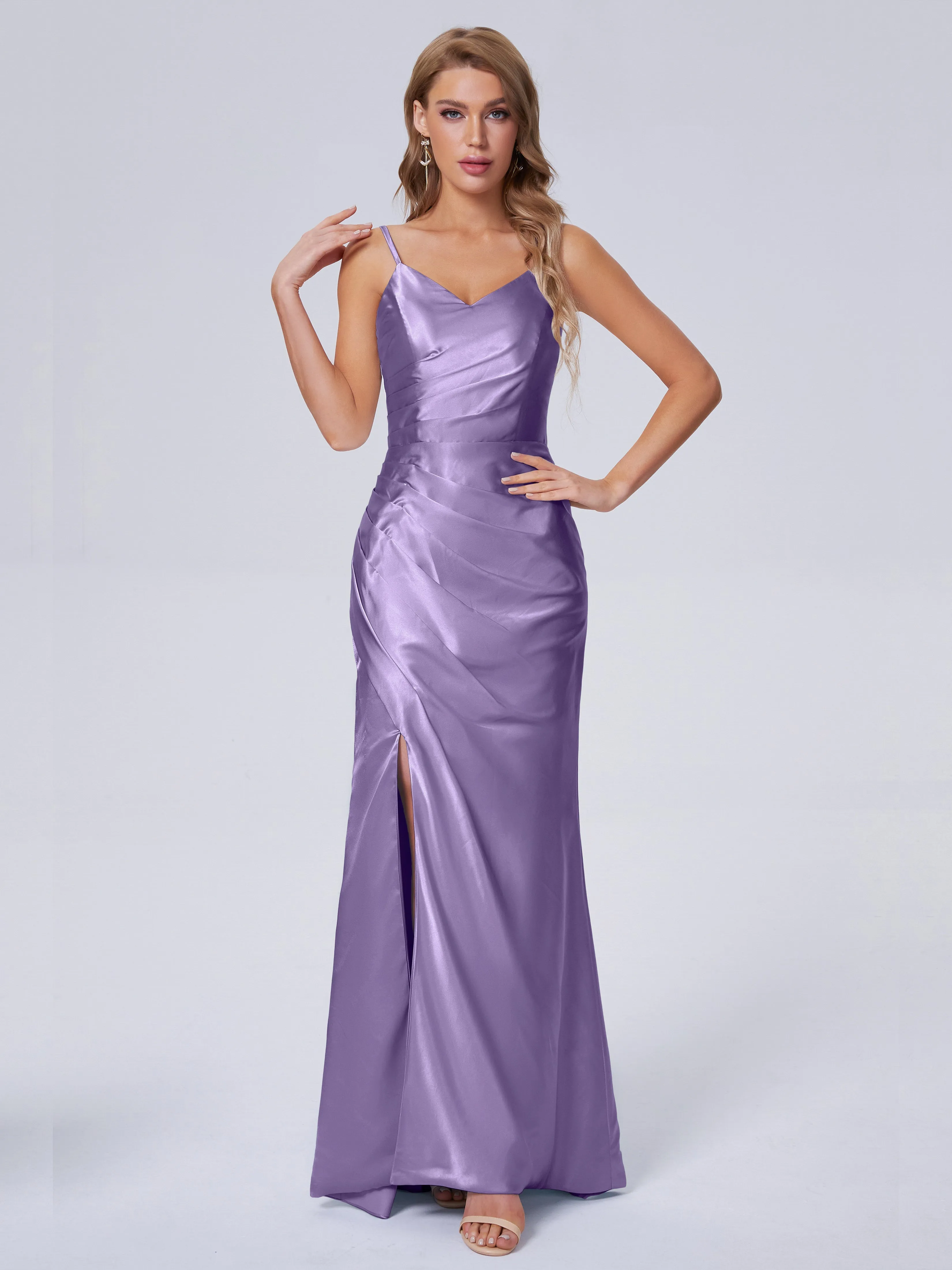 Makayla Hot Split Soft Satin Bridesmaid Dresses