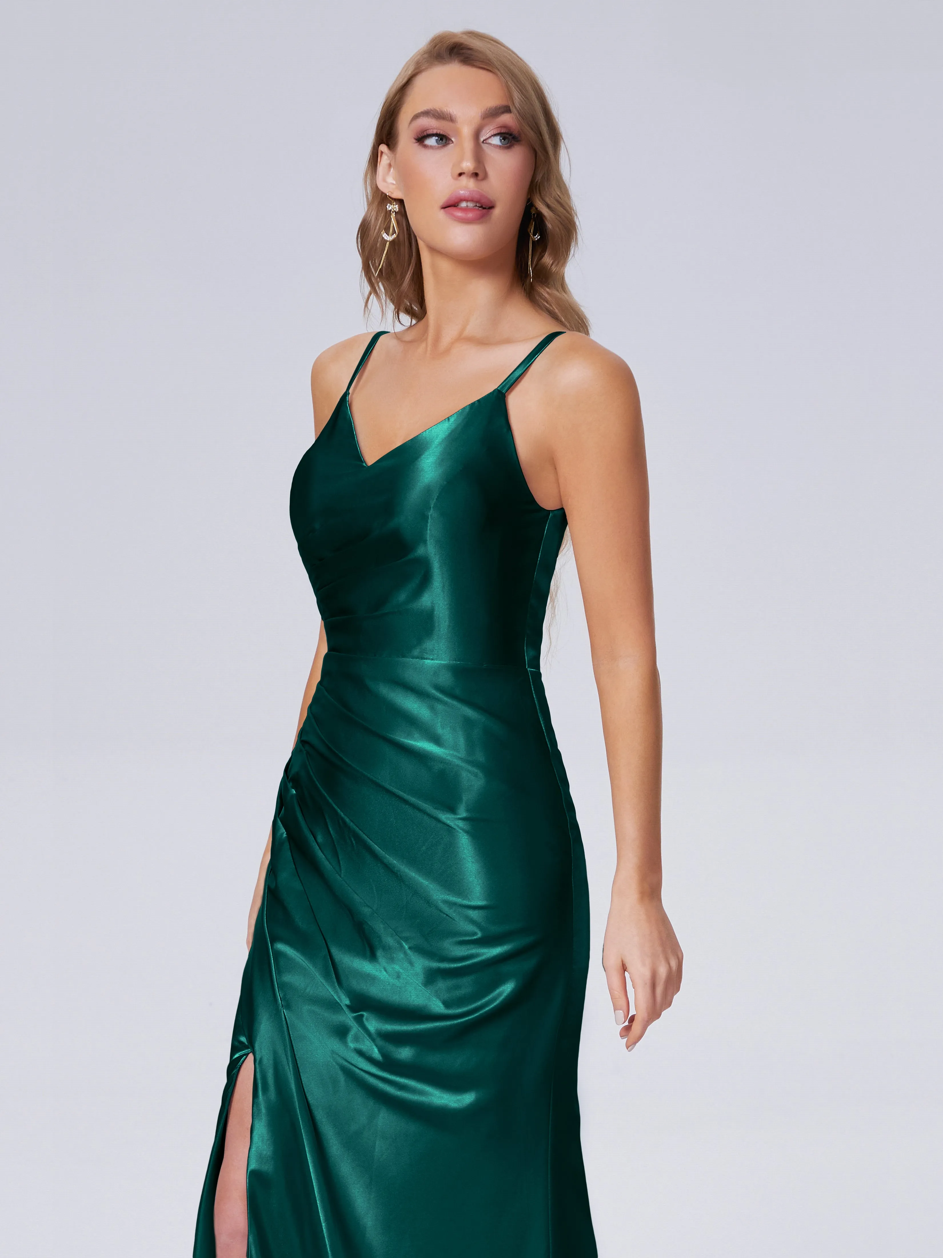 Makayla Hot Split Soft Satin Bridesmaid Dresses