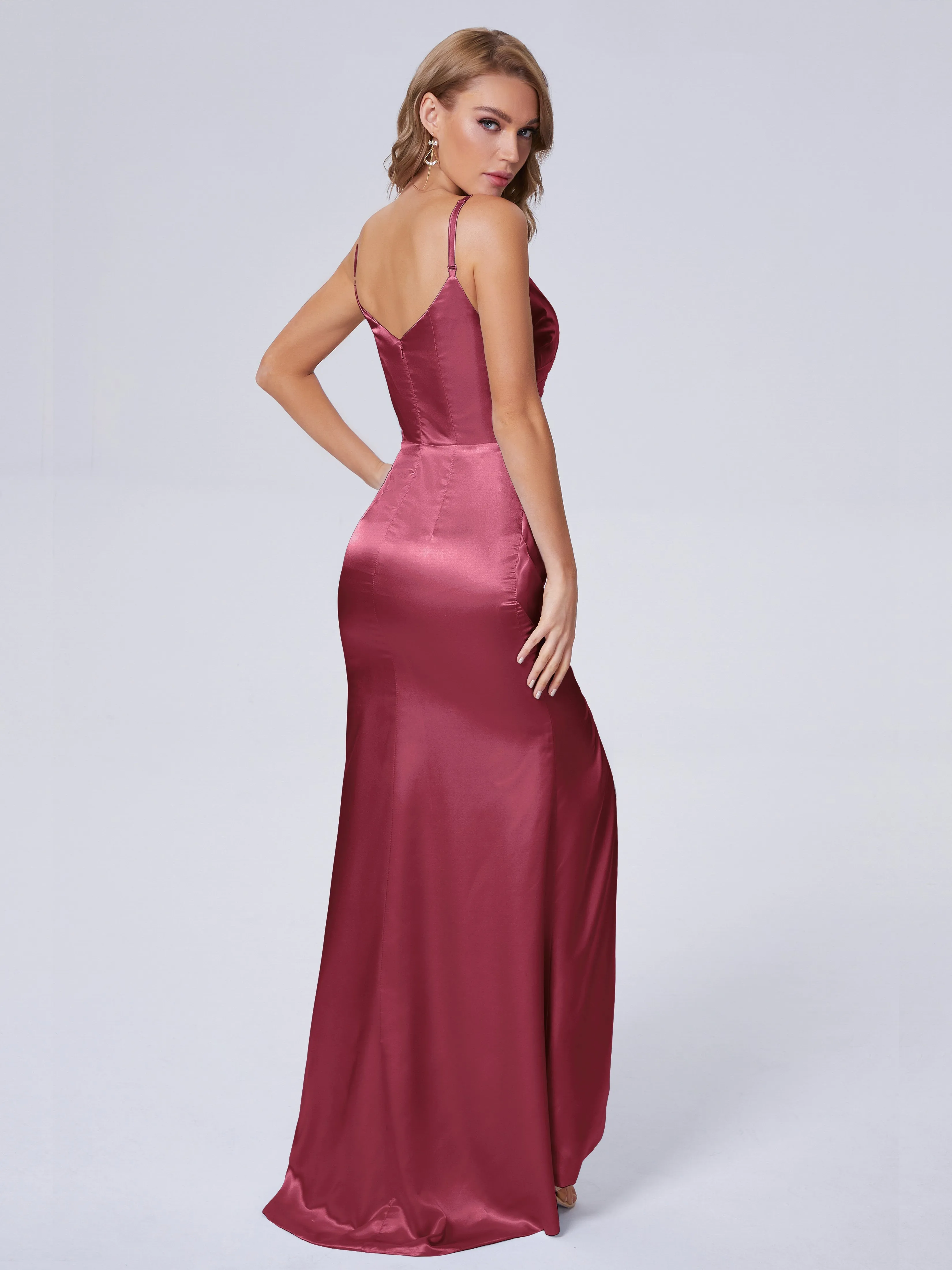 Makayla Hot Split Soft Satin Bridesmaid Dresses