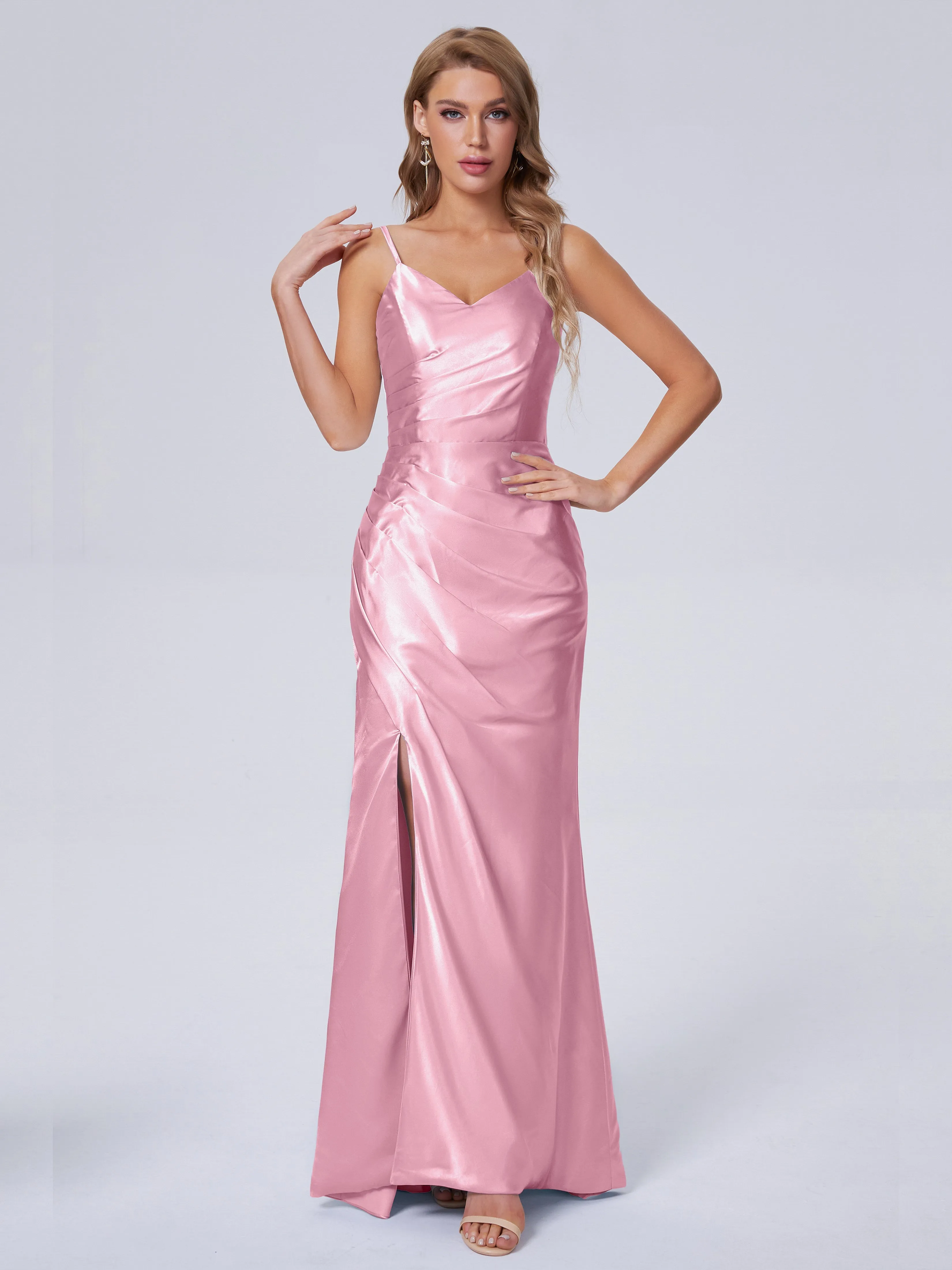 Makayla Hot Split Soft Satin Bridesmaid Dresses