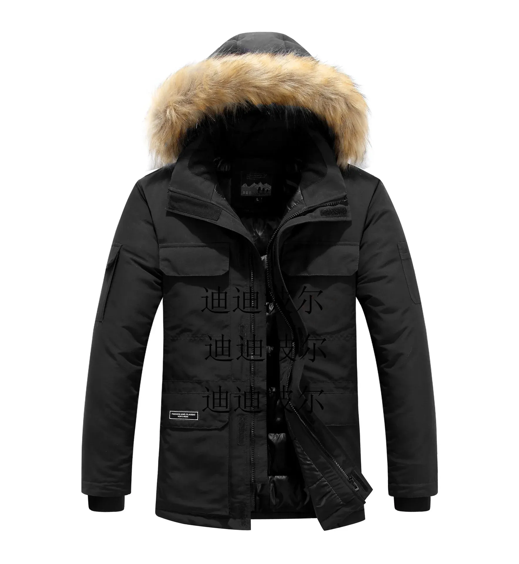 Men Fur Hooded Parkas 6XL Jacket Casual Warm Thick Waterproof Jacket Coat 2023 Winter Men's Multi-pocket Warm Outwear Jacket