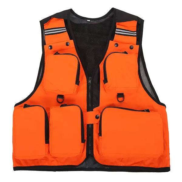 Mens Breathable Mesh Multi-pocket Waistcoat Quick Dry Outdoor Fishing Sleeveless Vests