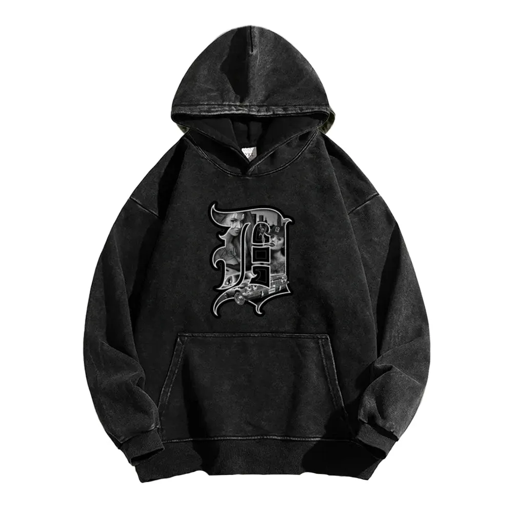 Mens Vintage Gothic Letter Print Hoodies