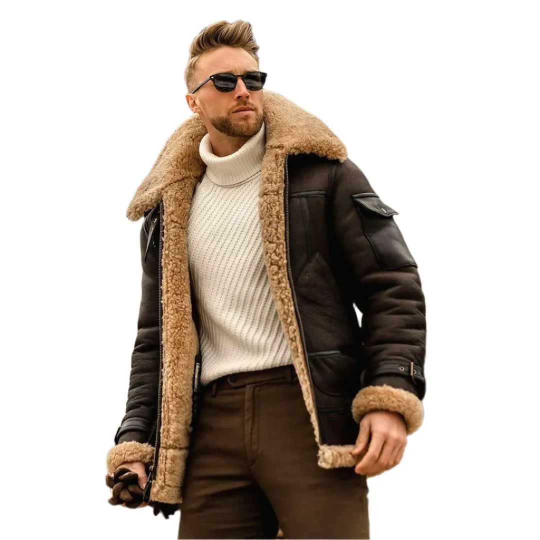 Men's Warm Winter Army Tactical Fleece Jacket With Fur Collar