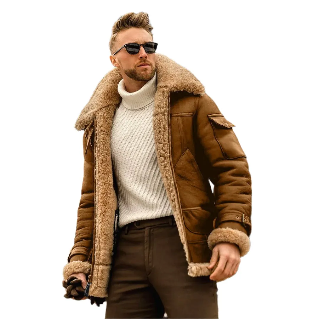 Men's Warm Winter Army Tactical Fleece Jacket With Fur Collar