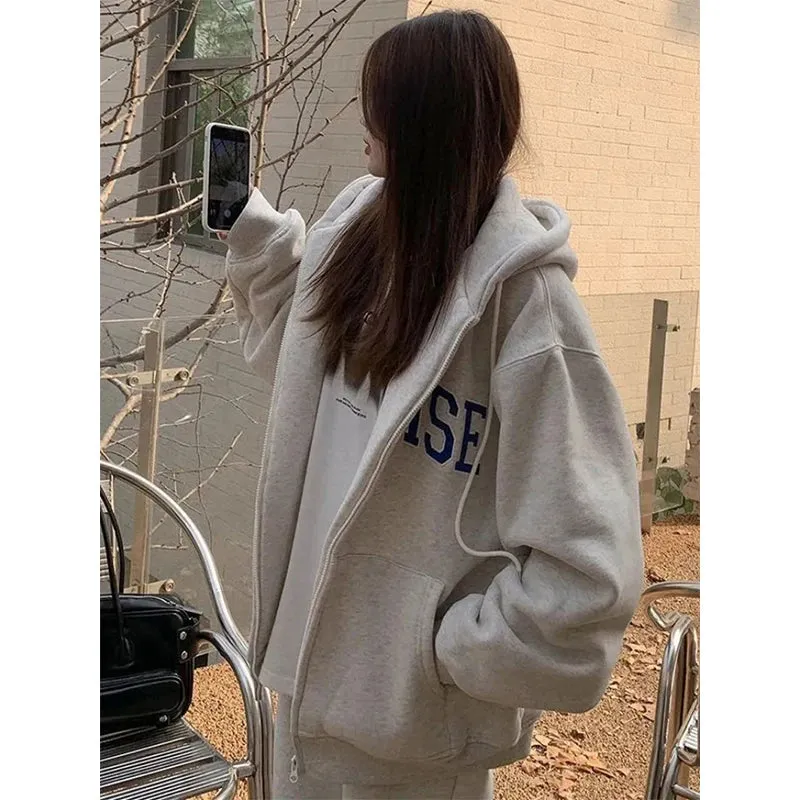 Oversized Streetwear Letter Print Casual Autumn Winter Hoodie