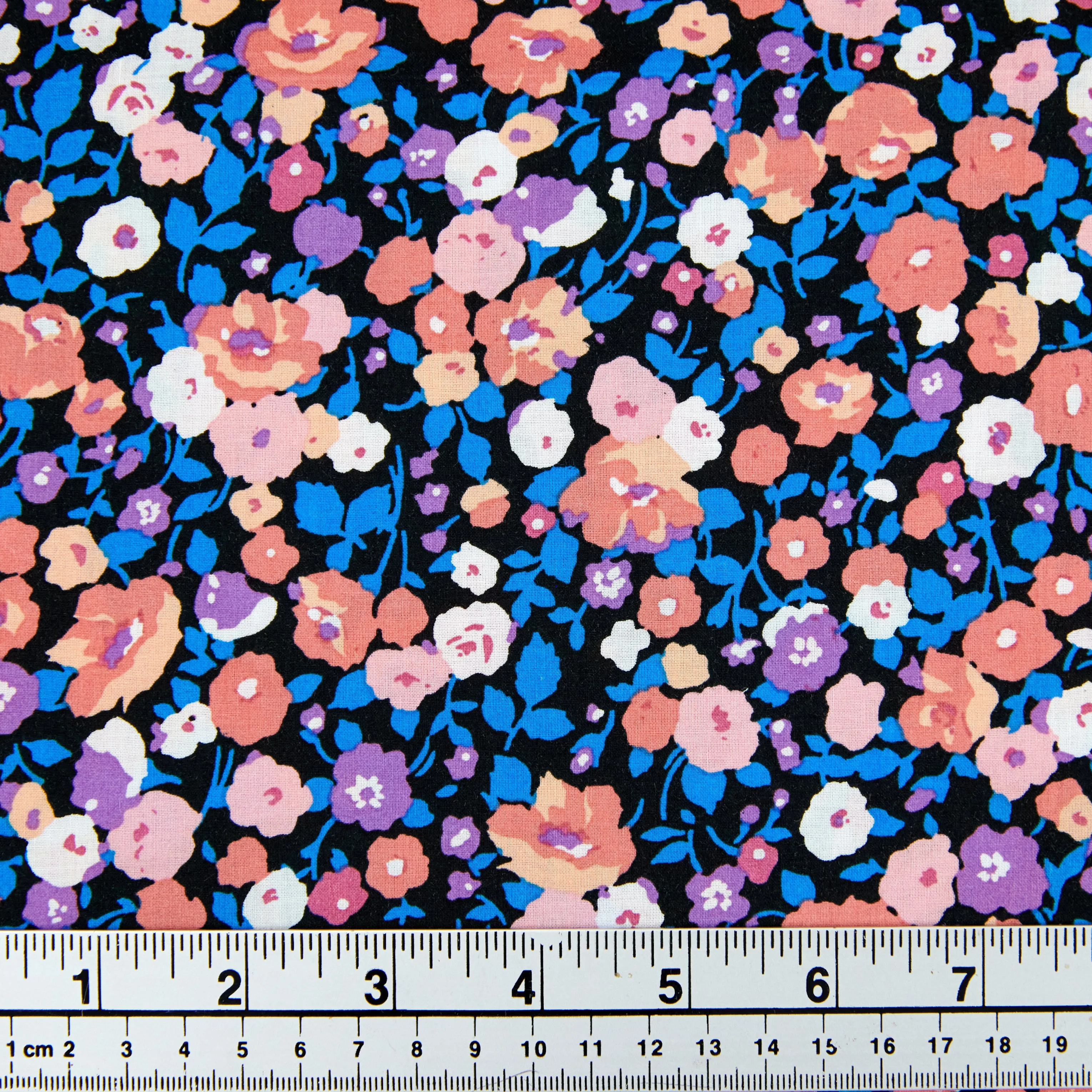 Printed Cotton Voile Fabric, Multi Flower - Width 140cm