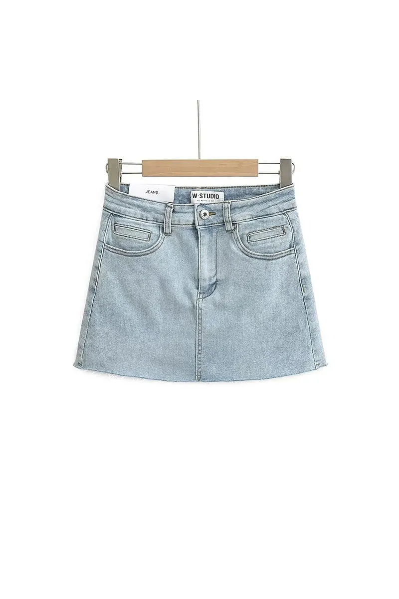 QK0666 Stretch Denim Mini Skirt