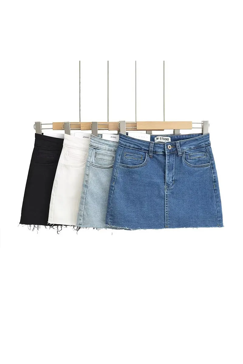 QK0666 Stretch Denim Mini Skirt