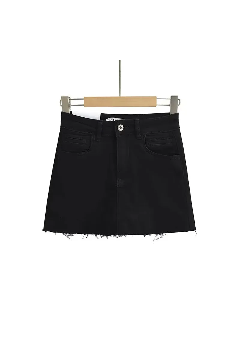 QK0666 Stretch Denim Mini Skirt