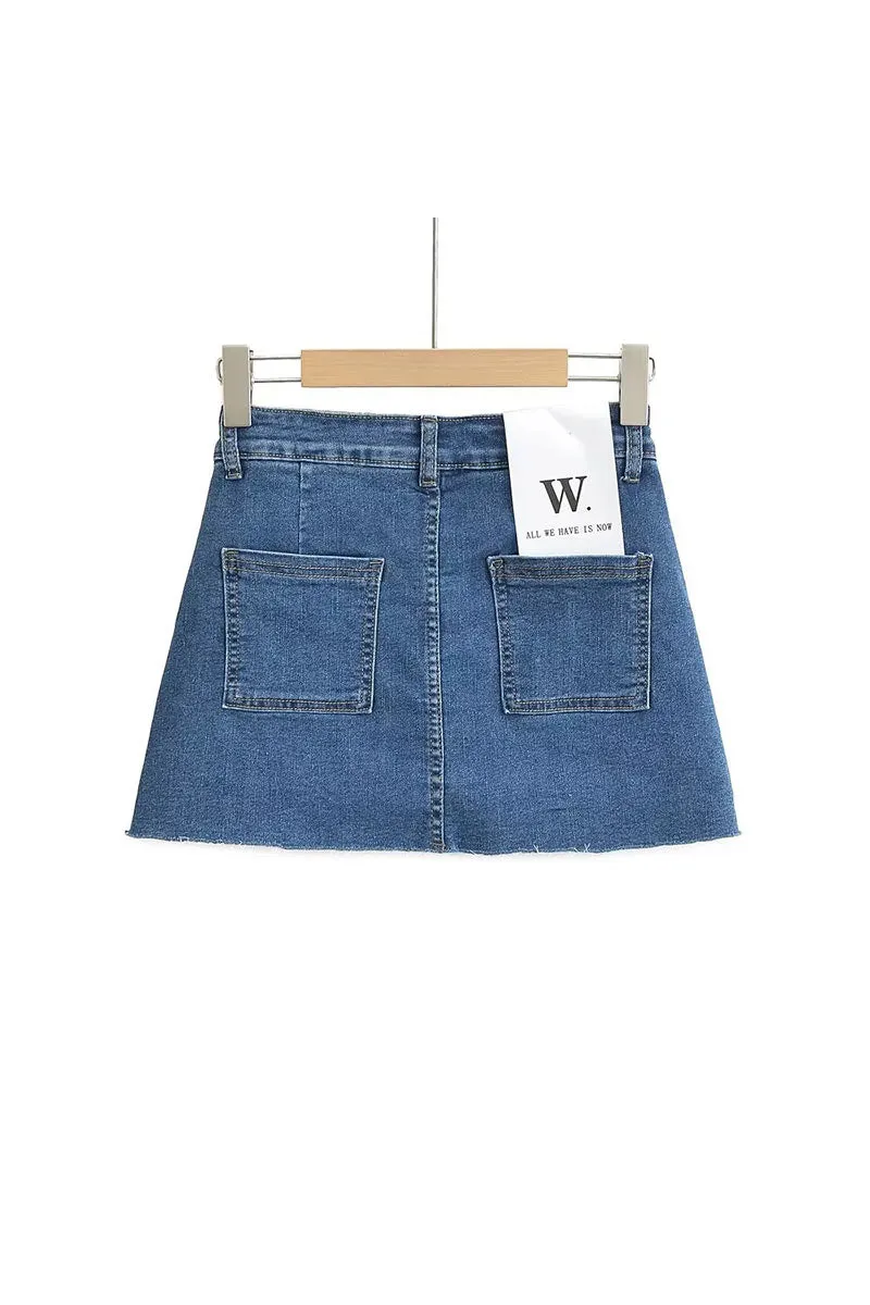 QK0666 Stretch Denim Mini Skirt