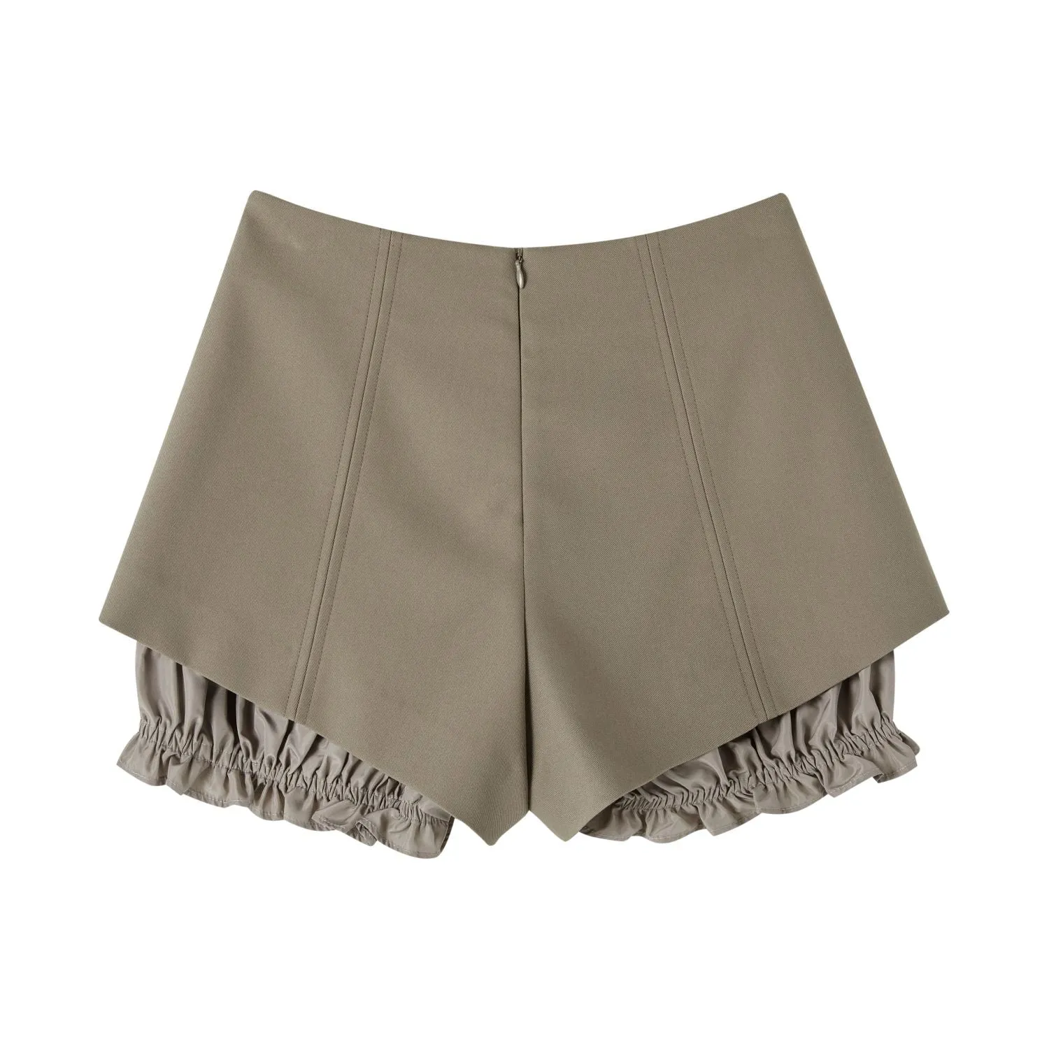 Ripped Patchwork Layered Bud Shorts in Khaki