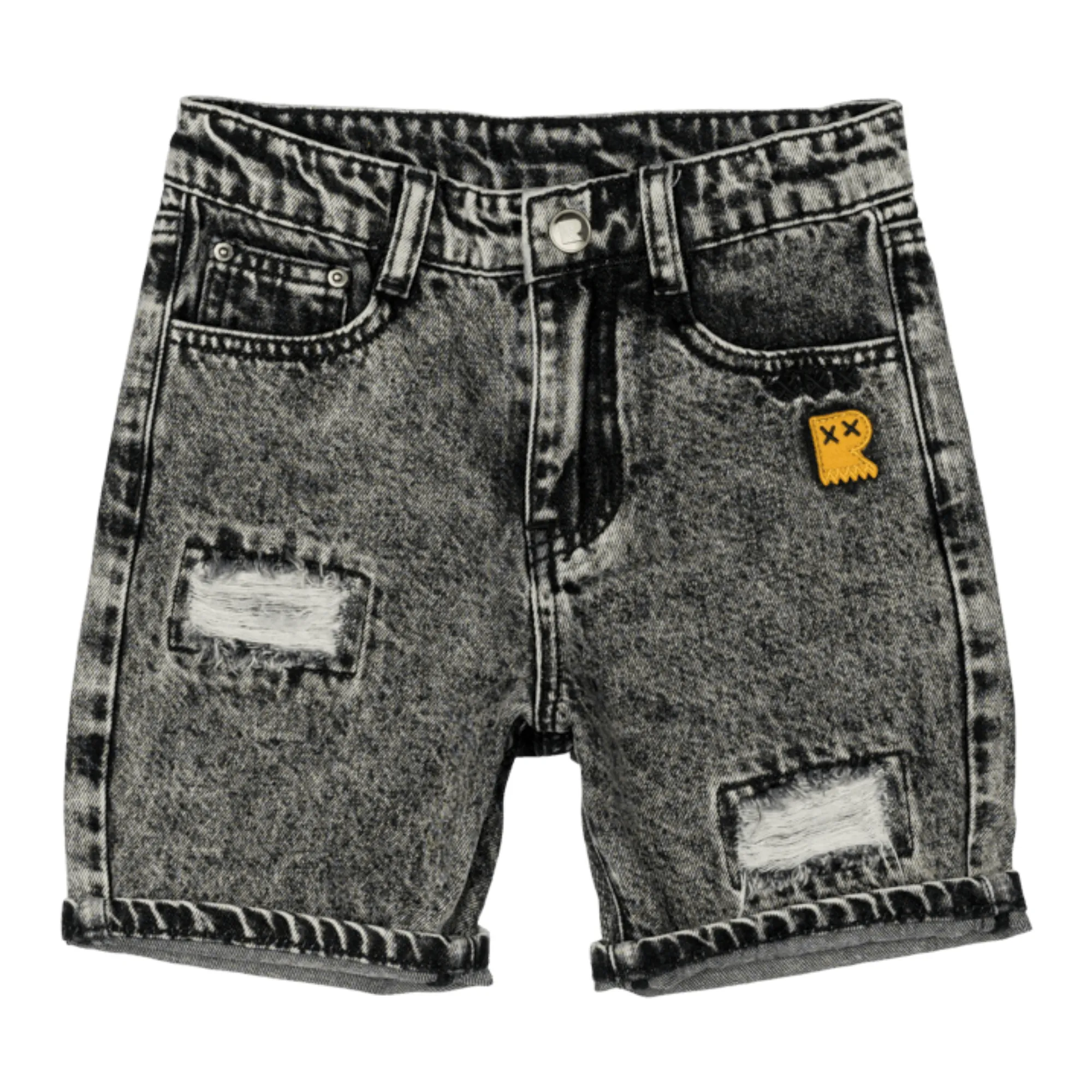 Rock Your Kid - Ripped Denim Shorts in Charcoal