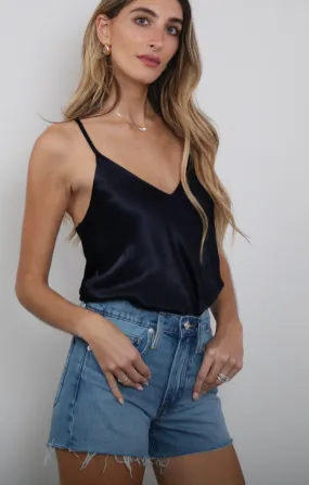 Silky Slip Top in Navy