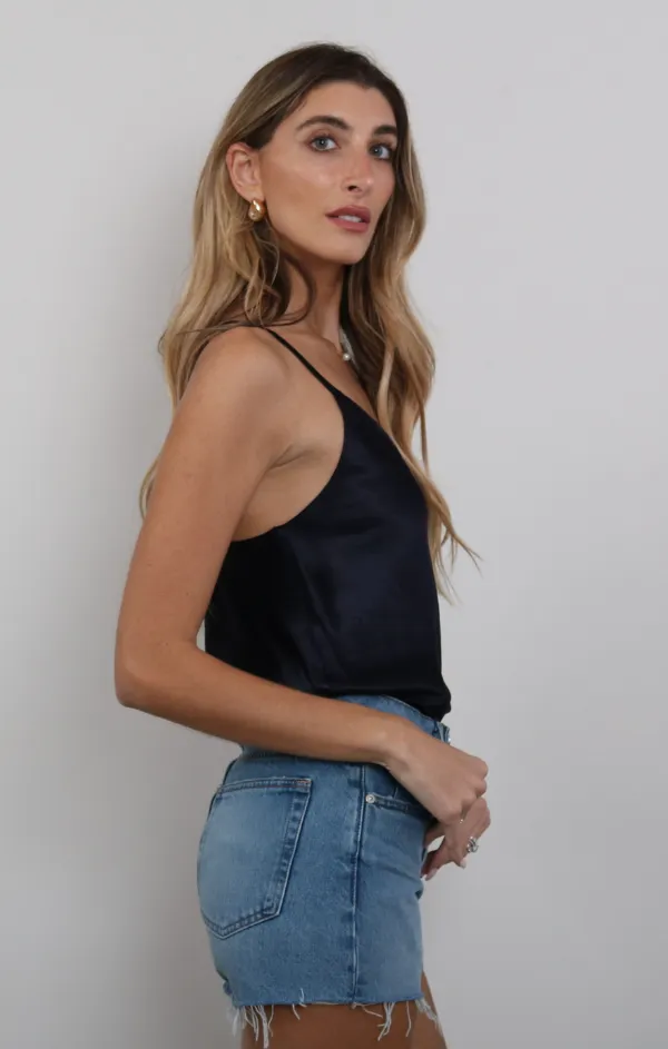 Silky Slip Top in Navy