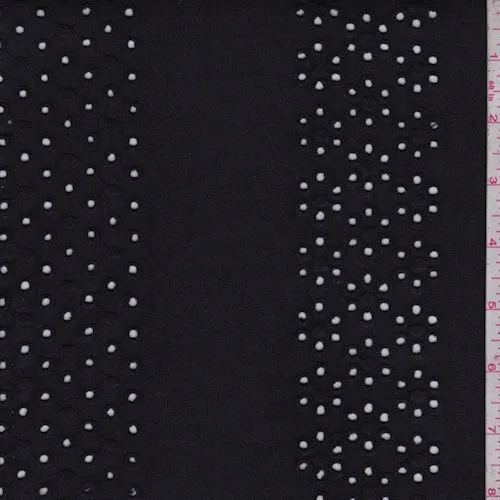 Soft Black Eyelet Stripe Cotton Fabric