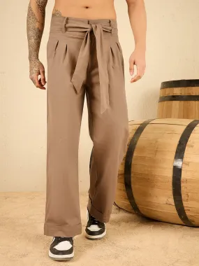 Tan Twill Korean Baggy Pants