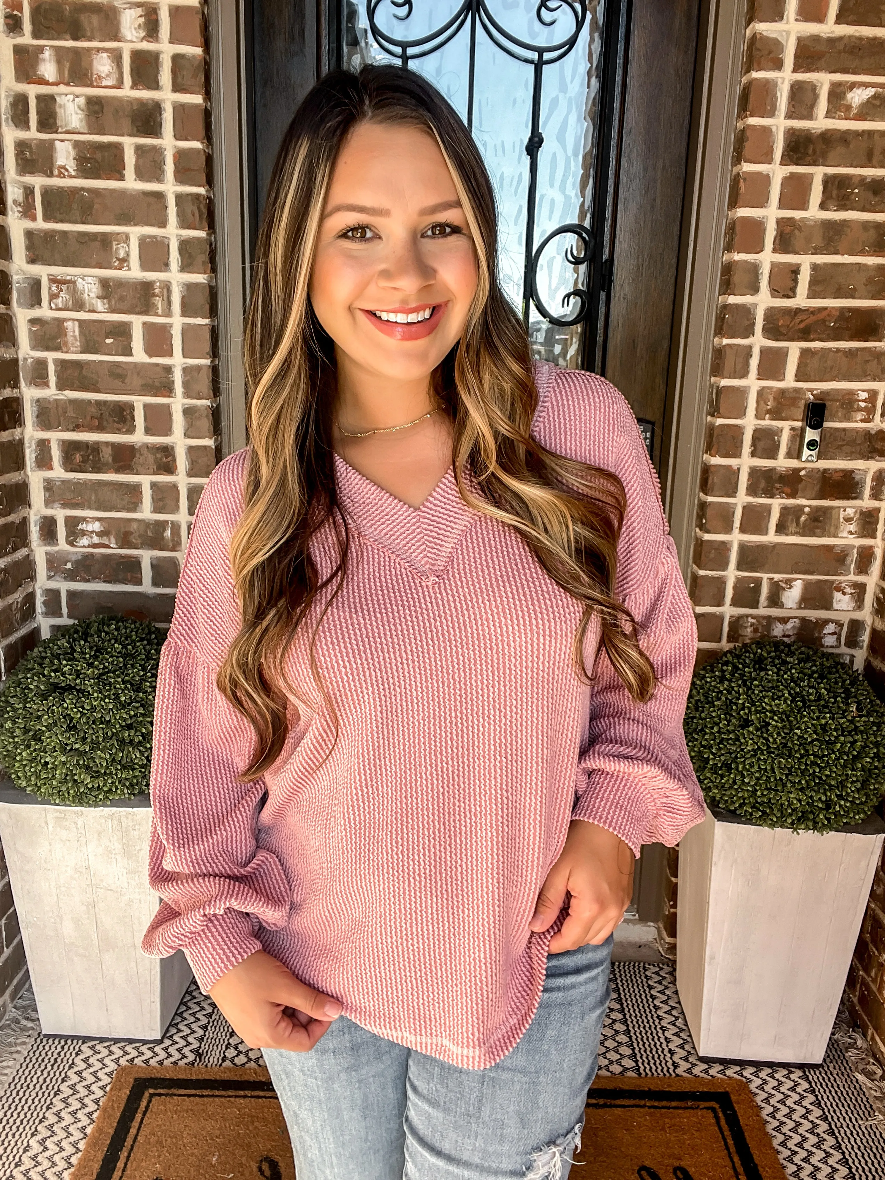 The Winter Basic Ribbed Top - Pink