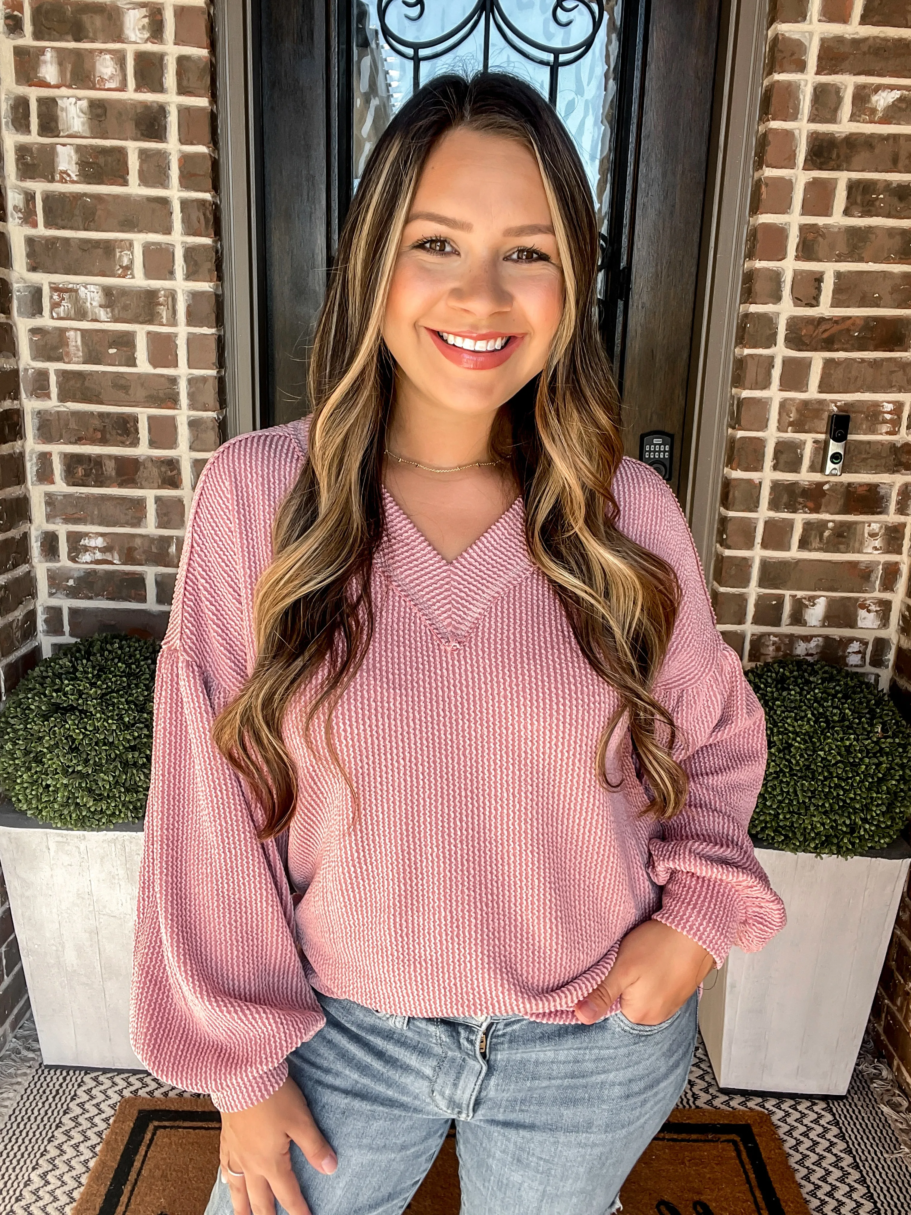 The Winter Basic Ribbed Top - Pink