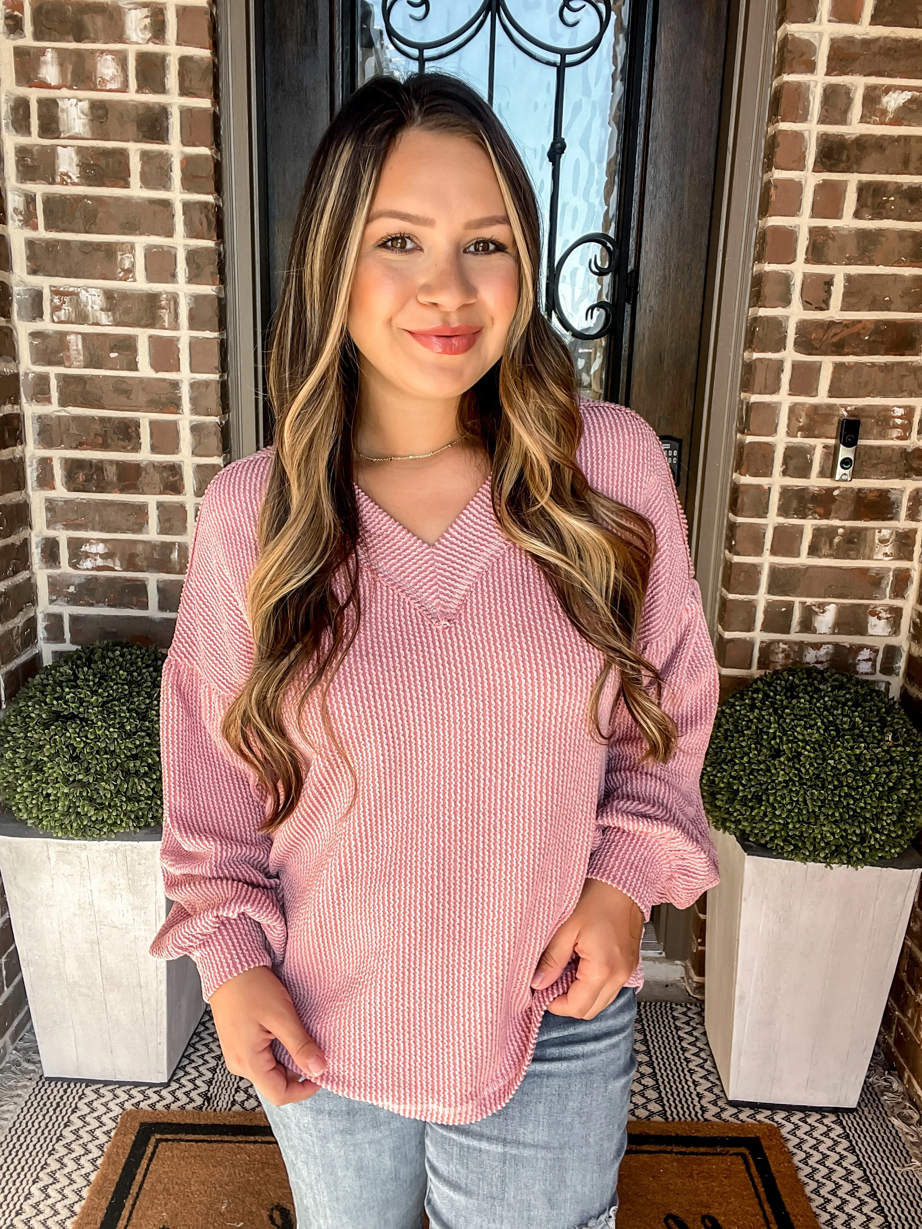 The Winter Basic Ribbed Top - Pink