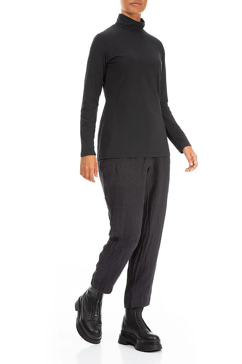 Turtleneck Black Soft Cotton Top