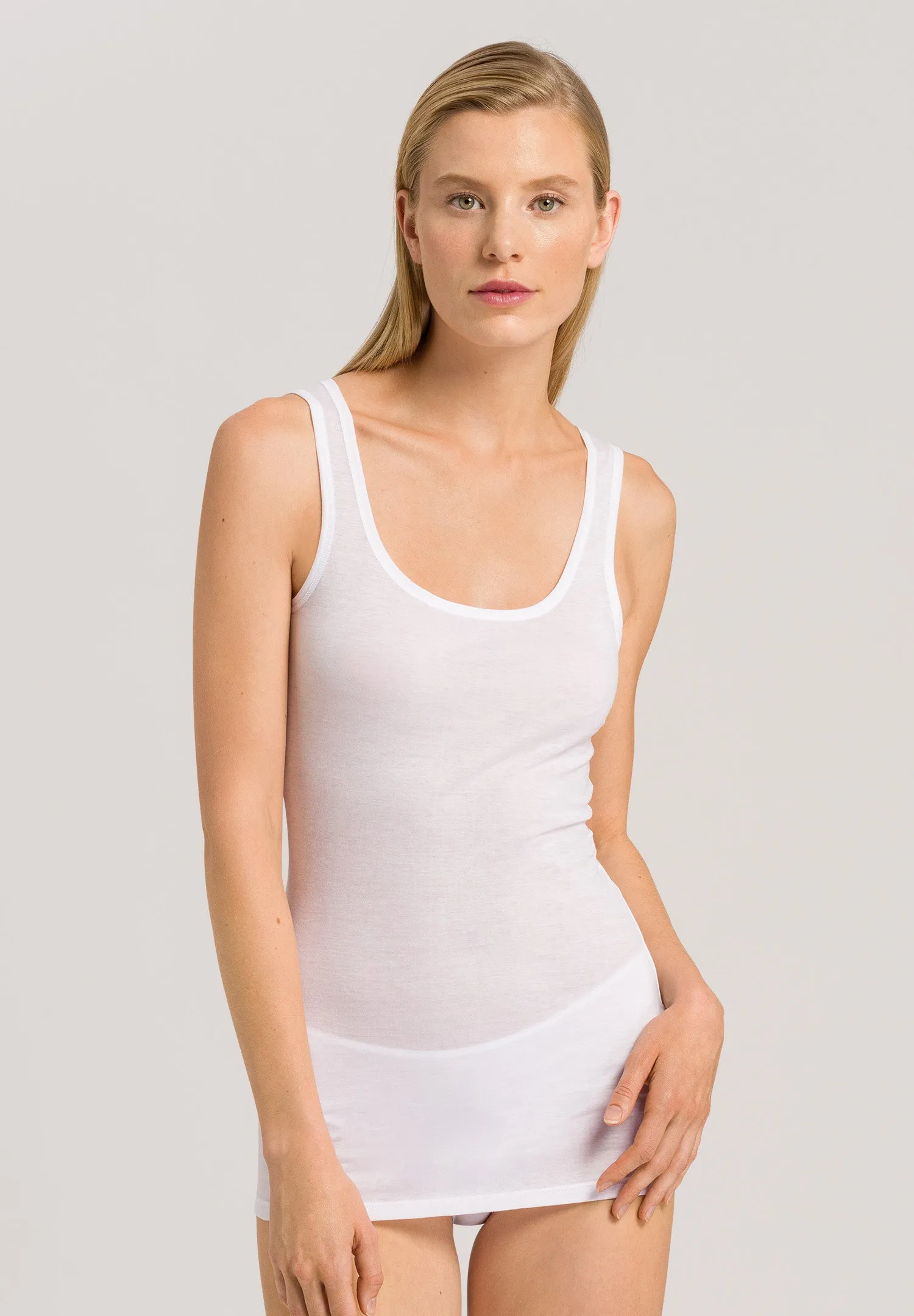 Ultralight Round Neck Cotton Tank Top | White 71821-101