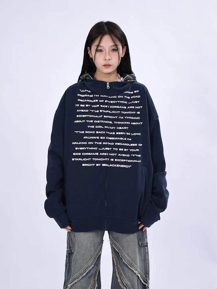 Unisex Hooded jacket Street Retro Letter Printed Hooded Sweatshirt for Men and Women