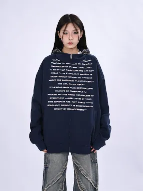 Unisex Hooded jacket Street Retro Letter Printed Hooded Sweatshirt for Men and Women