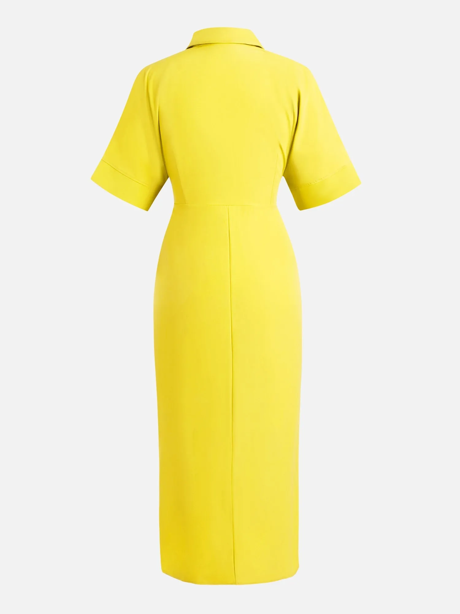 Waist Pleated Yellow Dress