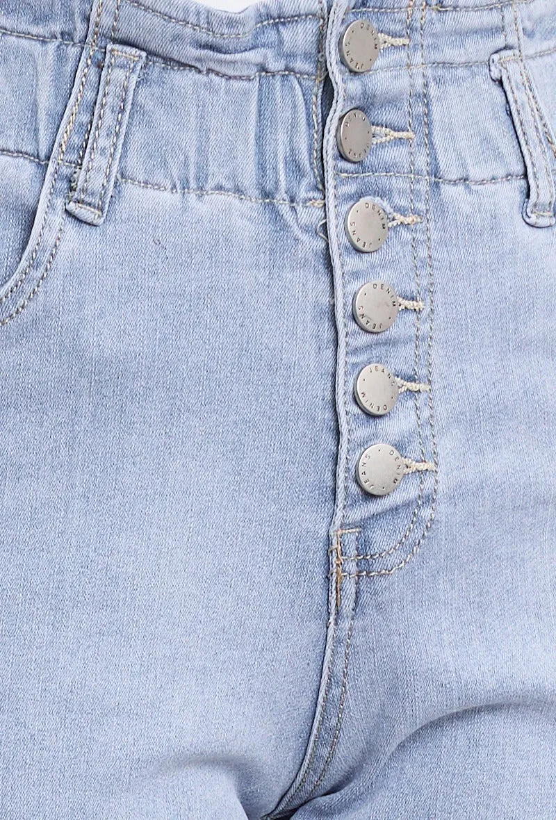 Wholesale Denim Stretch Mom Jeans With Buttons