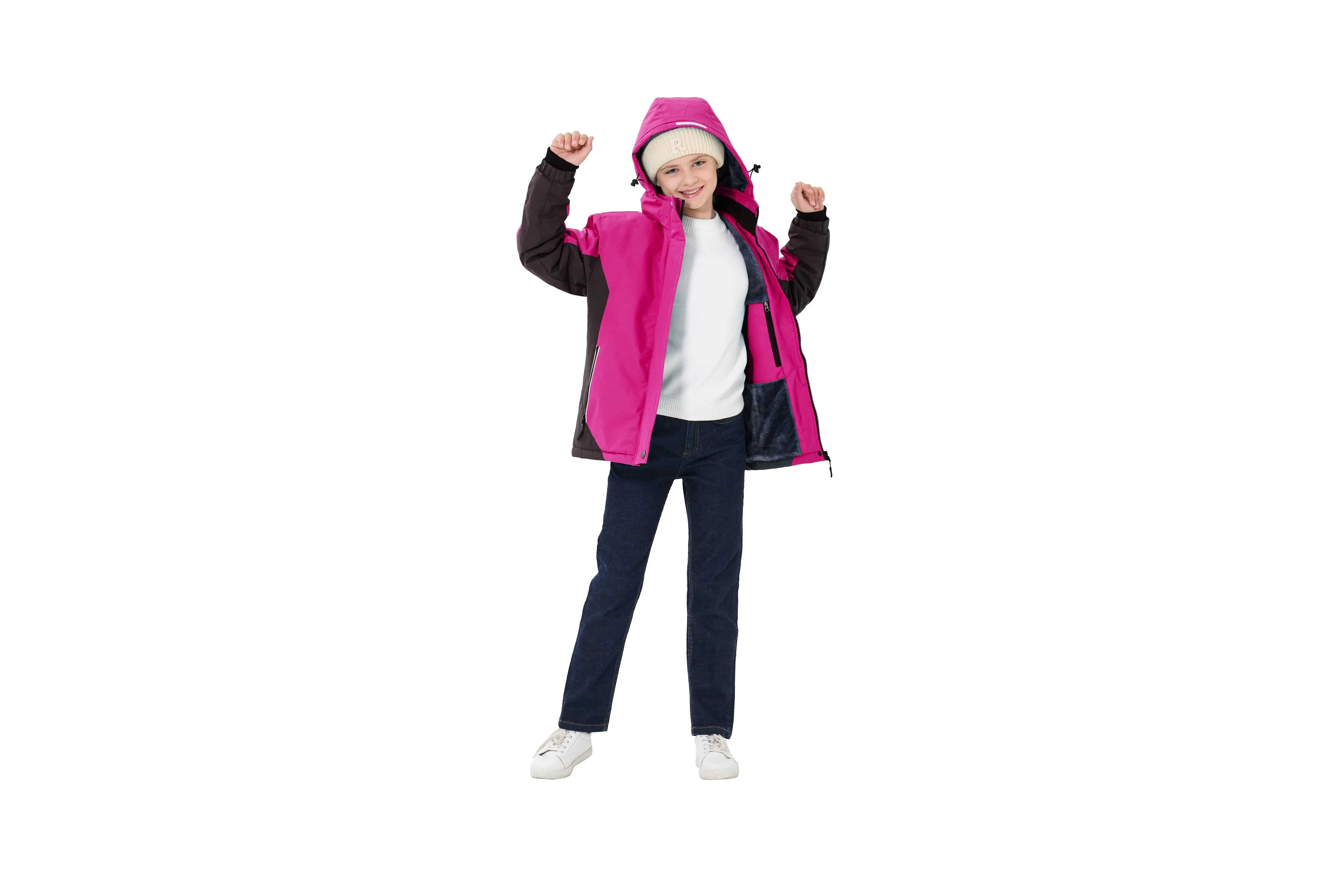 Winter girls ski warm wool jacket