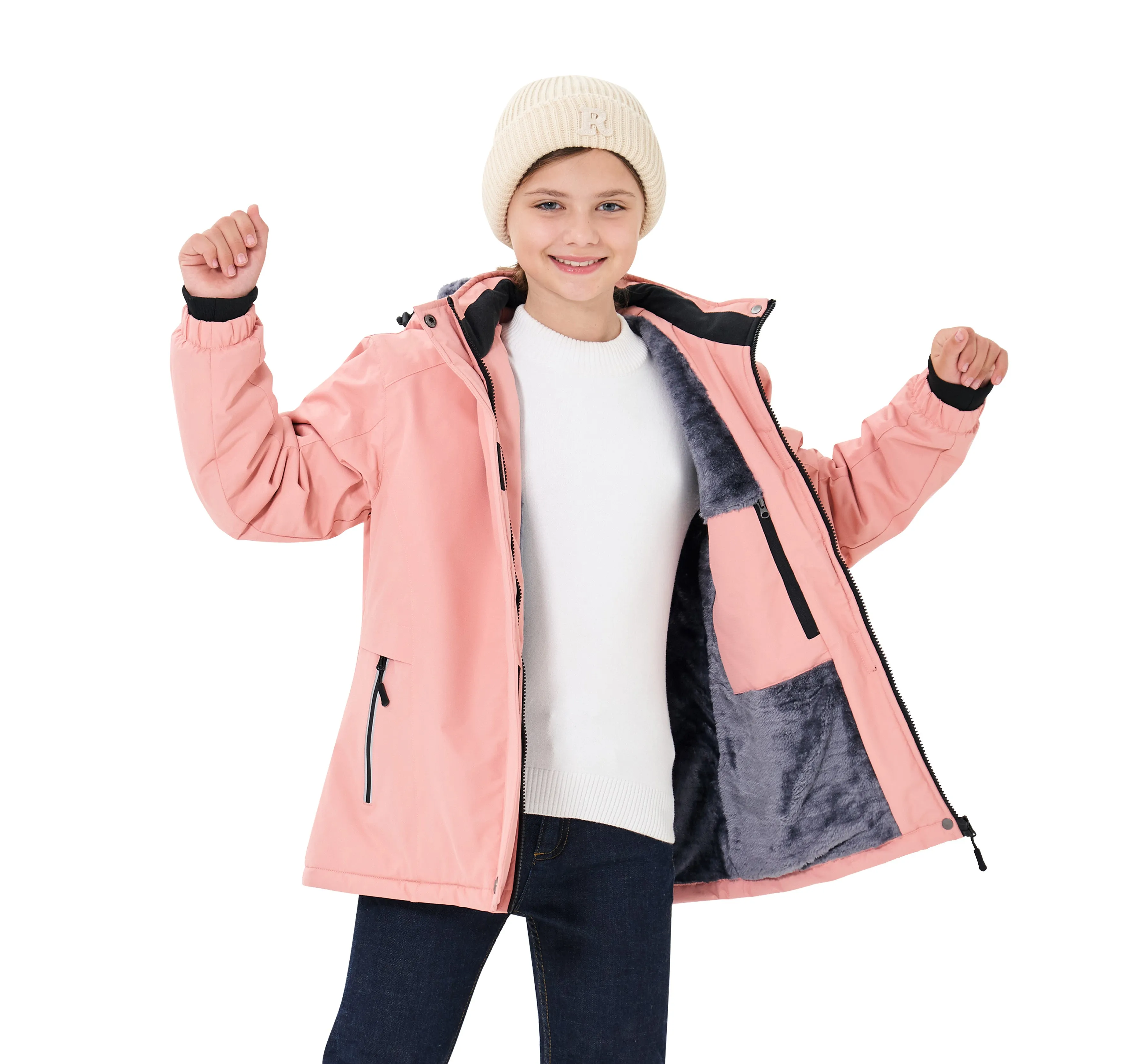 Winter girls ski warm wool jacket