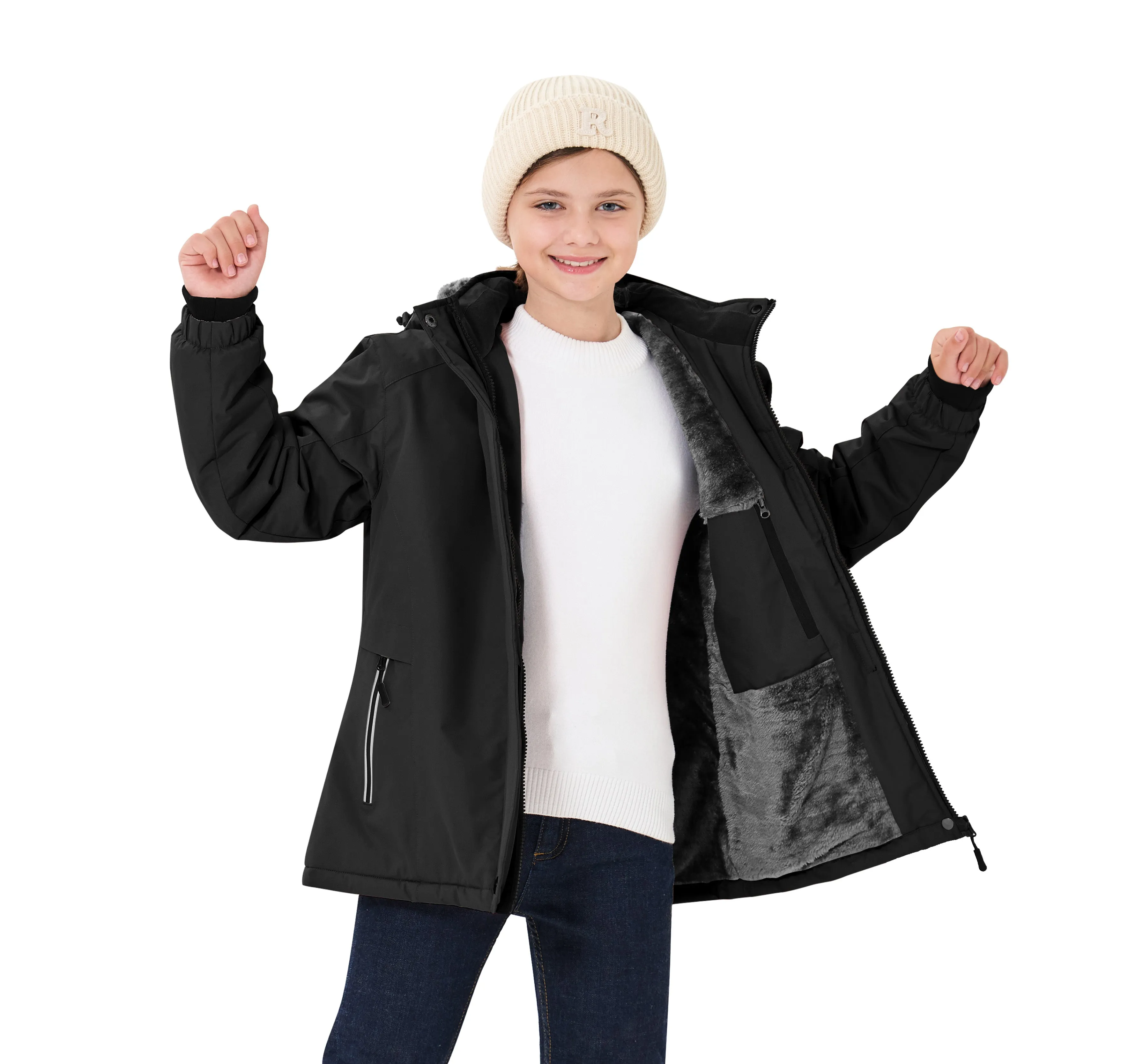 Winter girls ski warm wool jacket