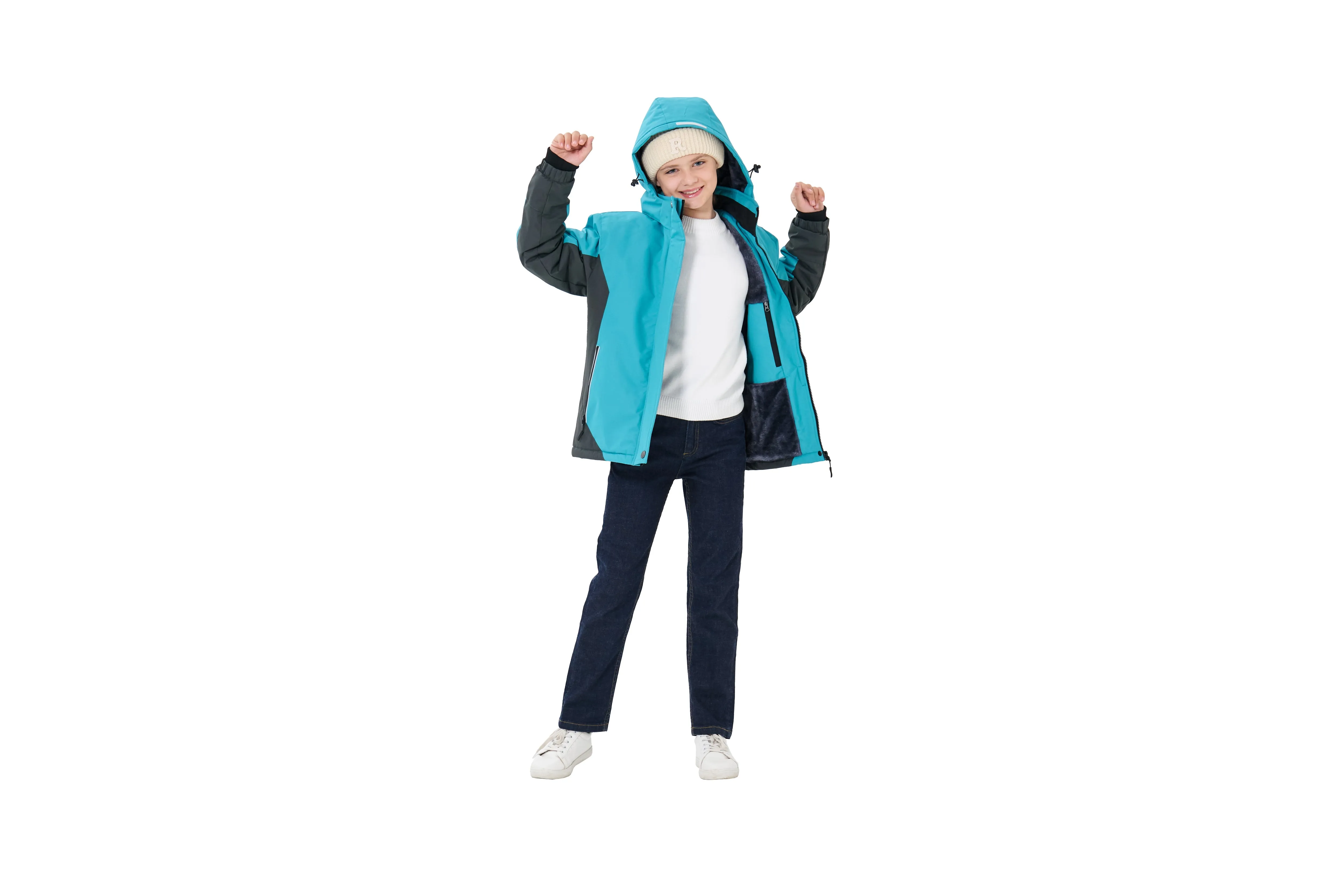 Winter girls ski warm wool jacket