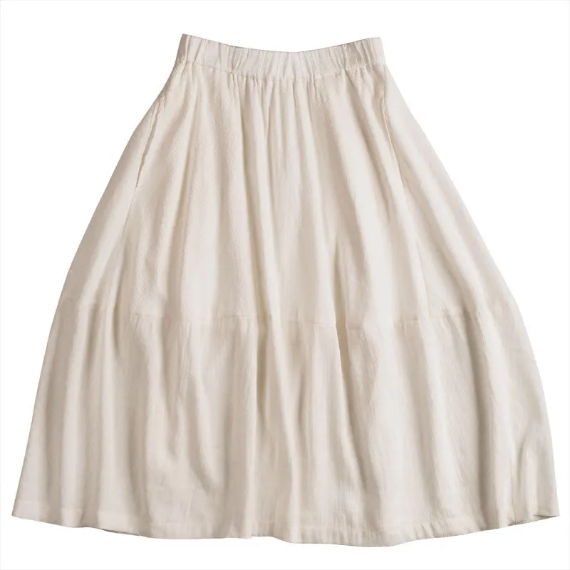 Women's Skirts Summer Linen Skirt Elastic Waist SSM09751