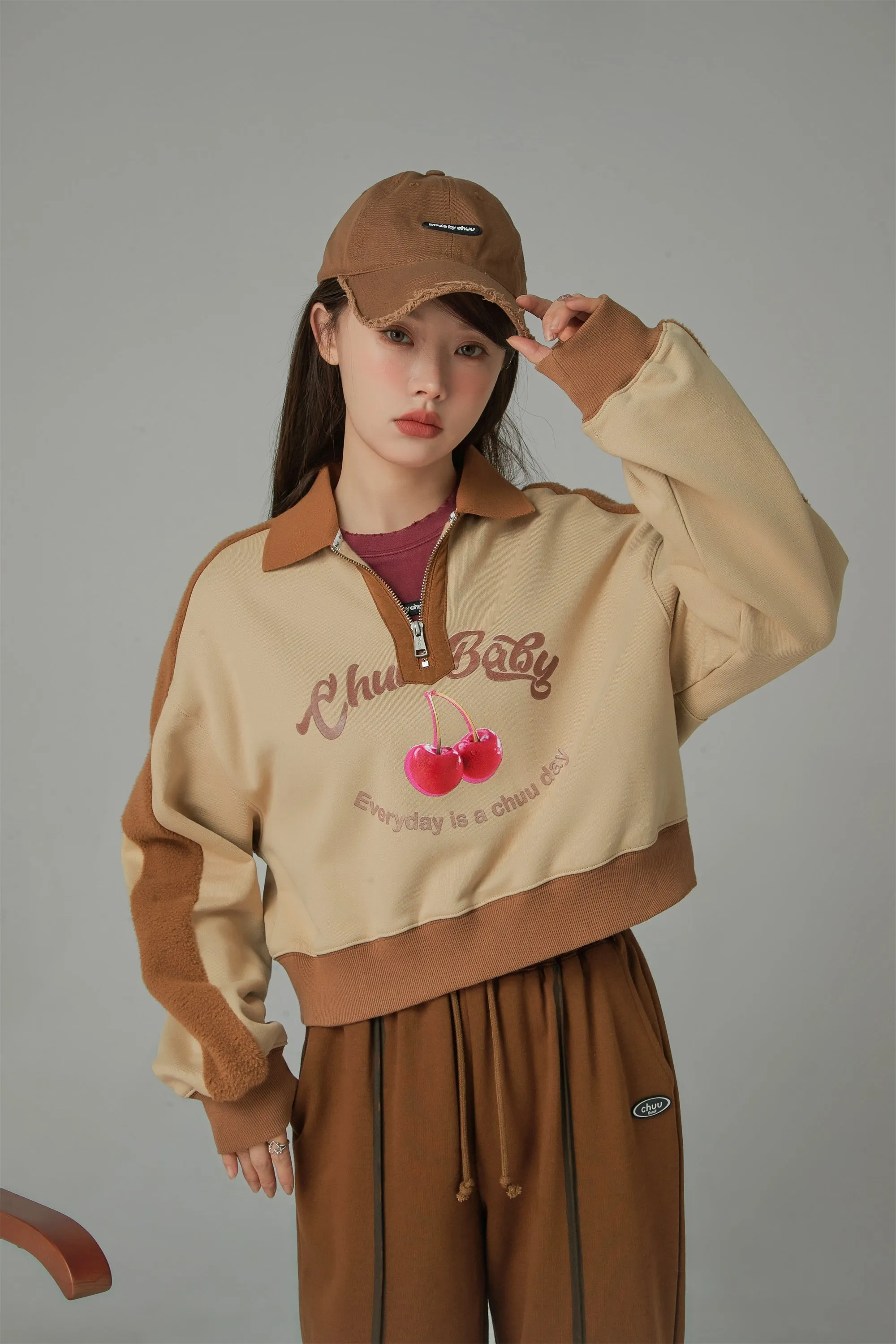 Your Favorite Girl Cherry Fleece Loose Sweatshirt