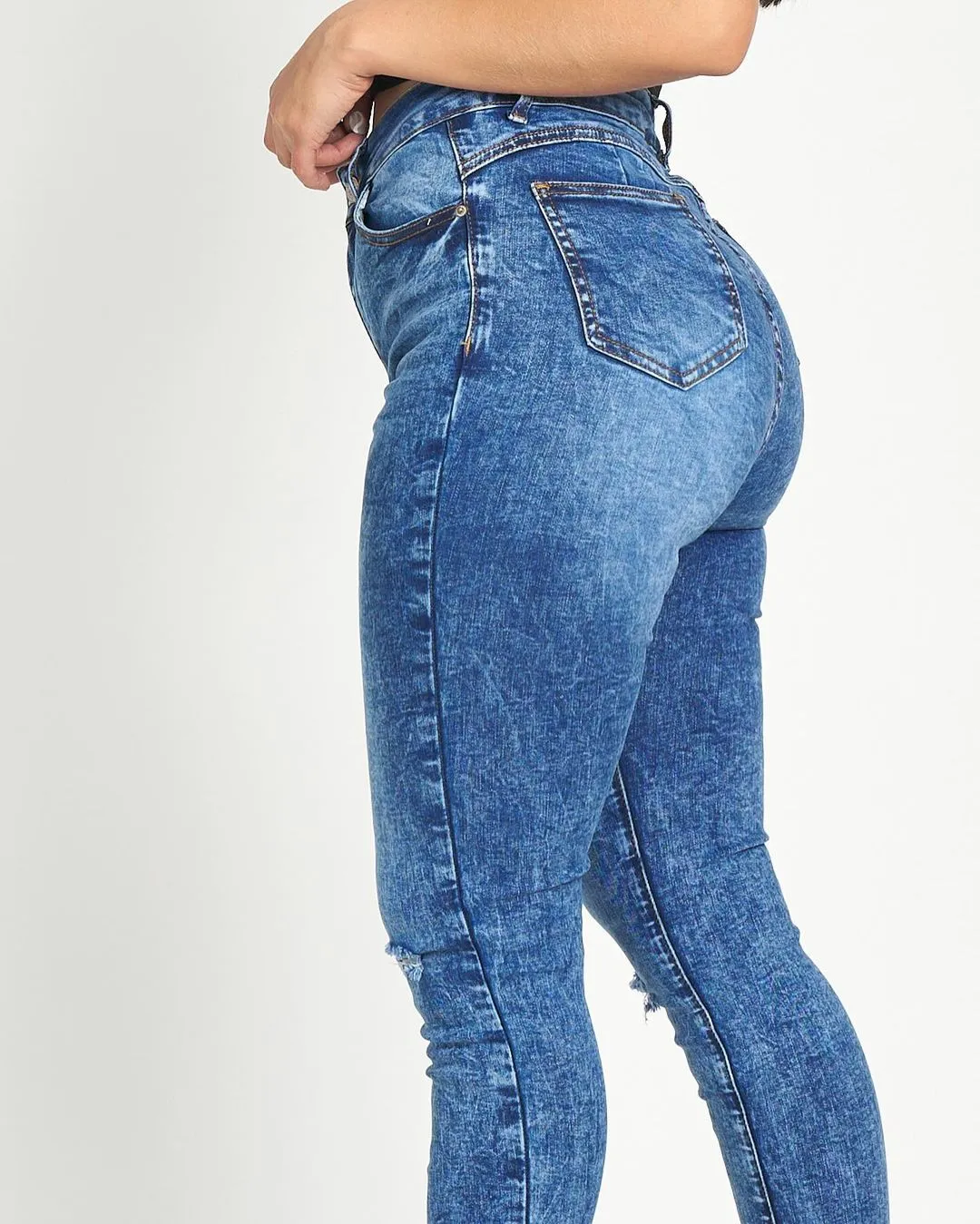 Zerrissene High-Rise Skinny Stretch-Jeans