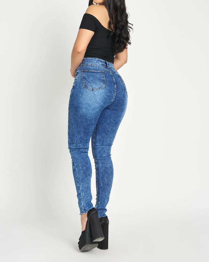 Zerrissene High-Rise Skinny Stretch-Jeans